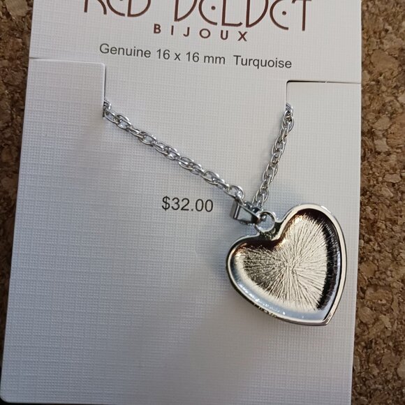 NEW Genuine Turquoise Heart Necklace by Red Velvet Bijoux - Picture 4 of 5